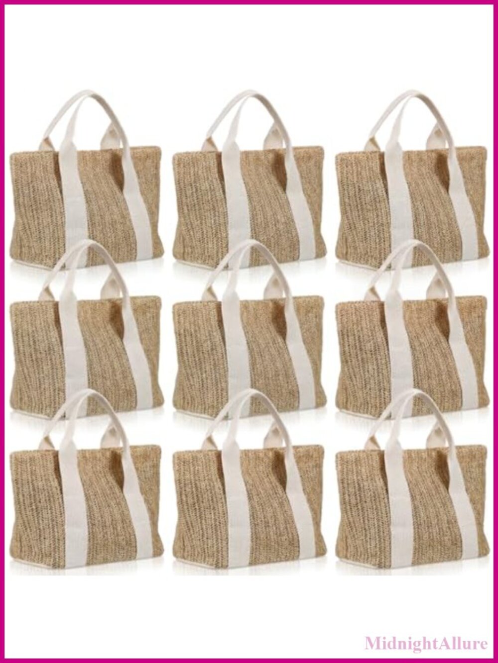 Handwoven Straw Beach Tote Bag Burlap Bridesmaid Party